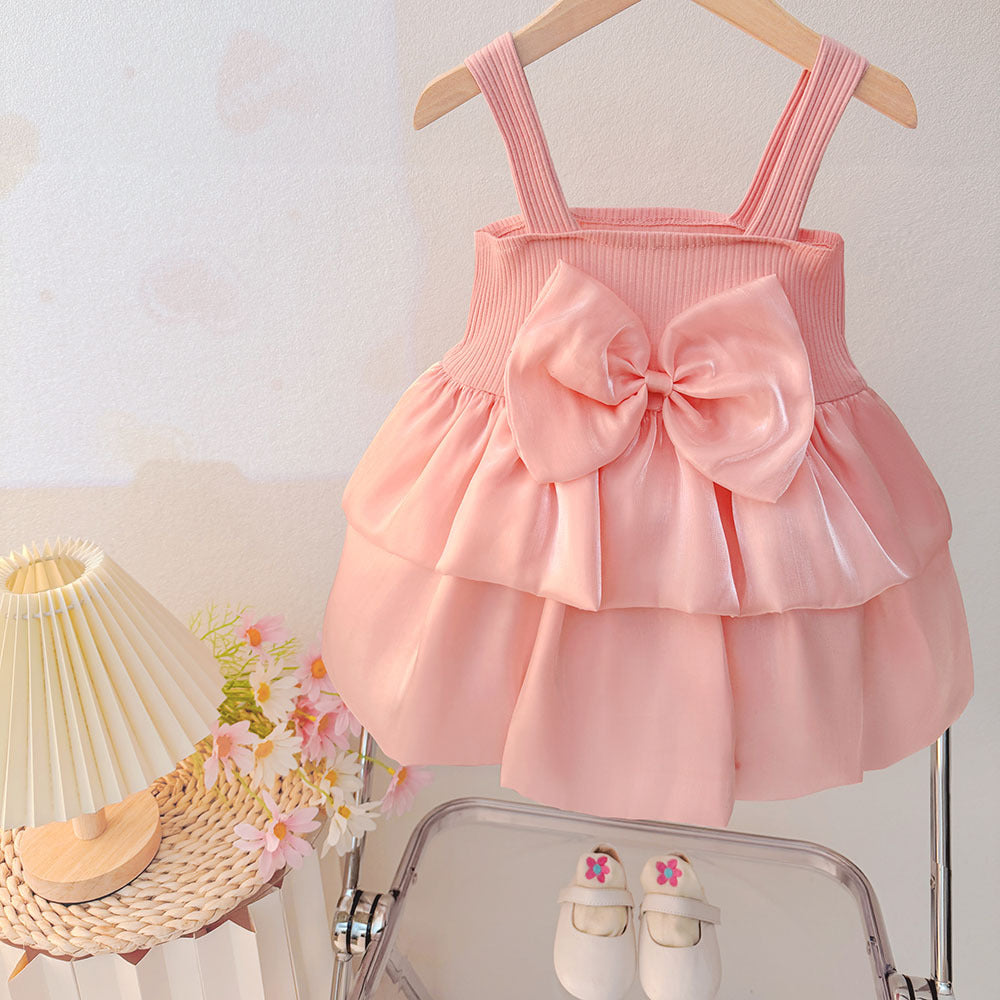 Children's Live Broadcast Supply Summer Dress Fashionable Strap Princess Solid Children's Suit
