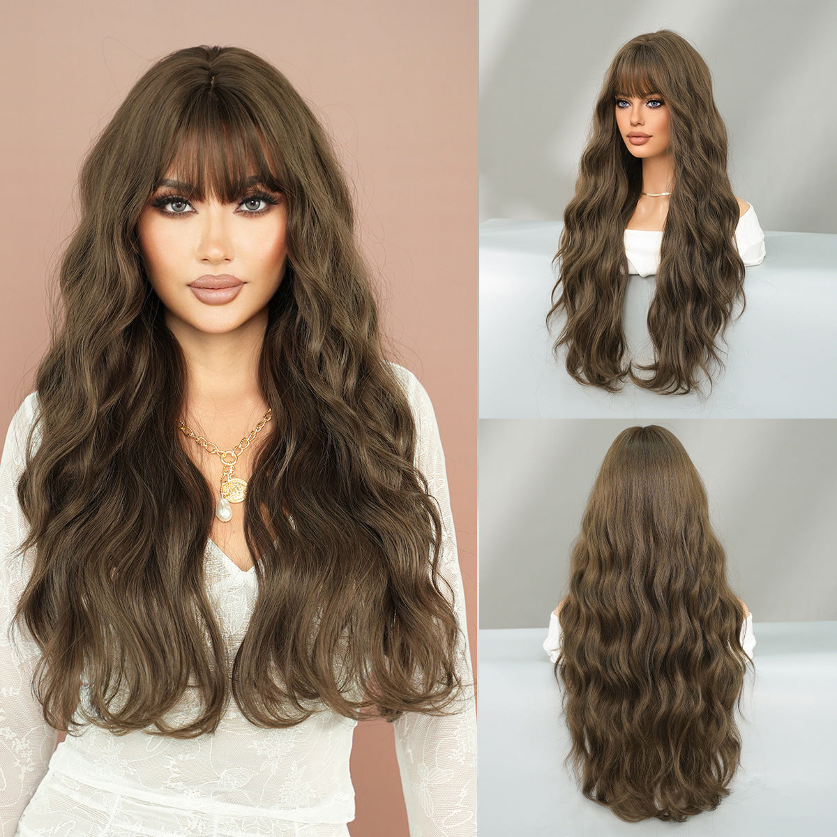 Quality Super Curly Female Brown Big Wig Long Curls