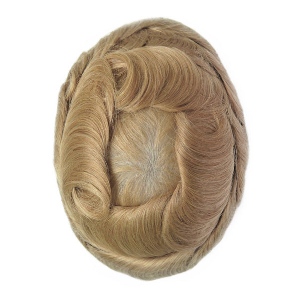 Men's Leather Hand Crochet V Needle Hairpiece Men's Wig