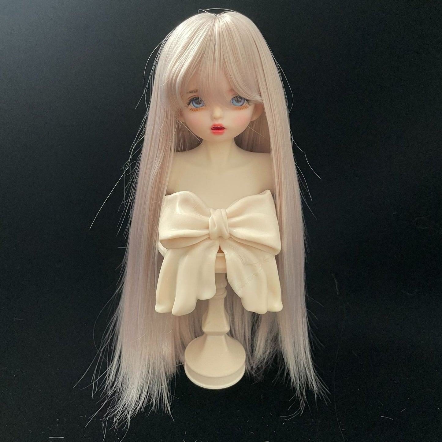 Soft Silk Optional Bangs Long Straight Hair Points Doll Head Cos Wig