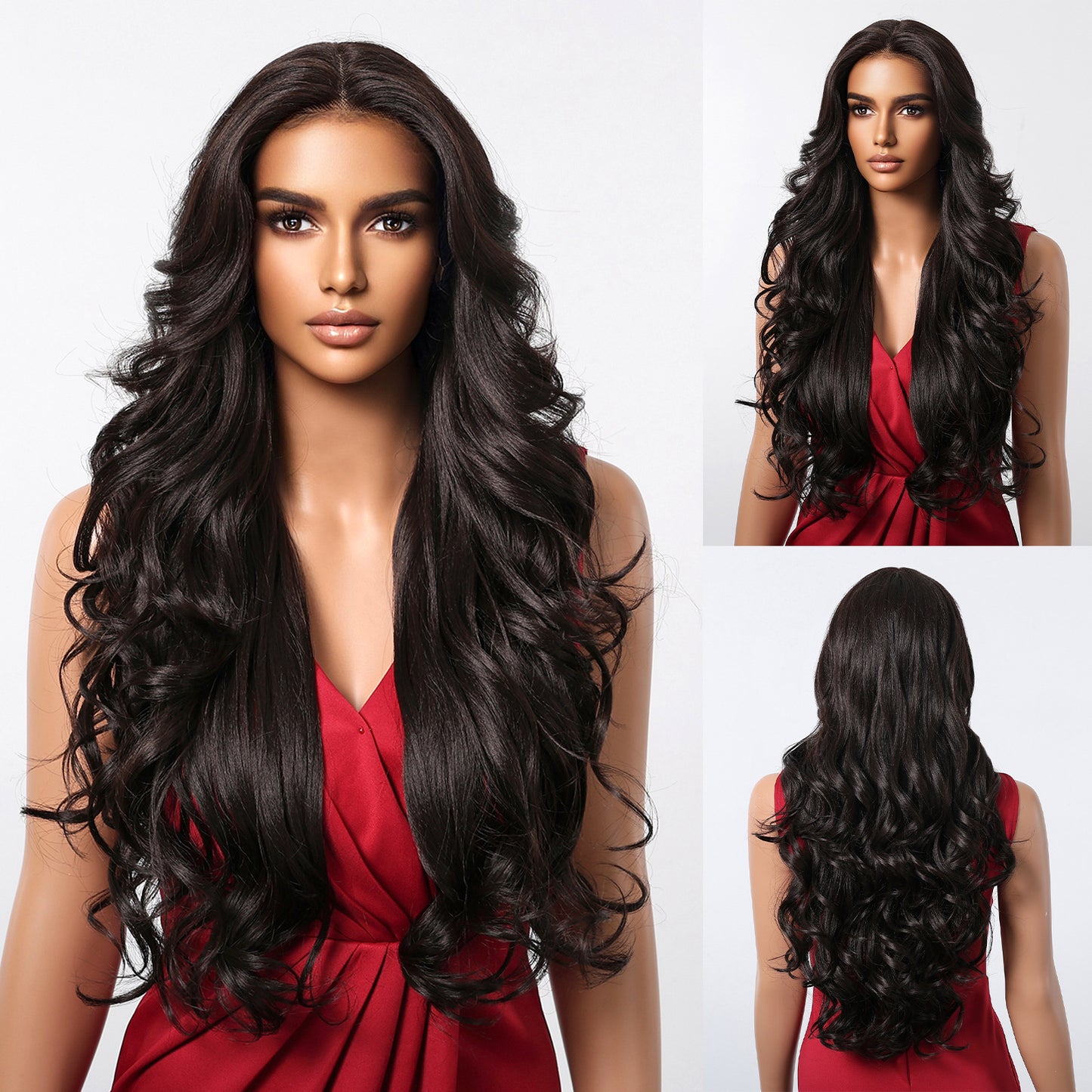 Area Lace Female Light Brown Dyed Curly Hair Wig Long Curls
