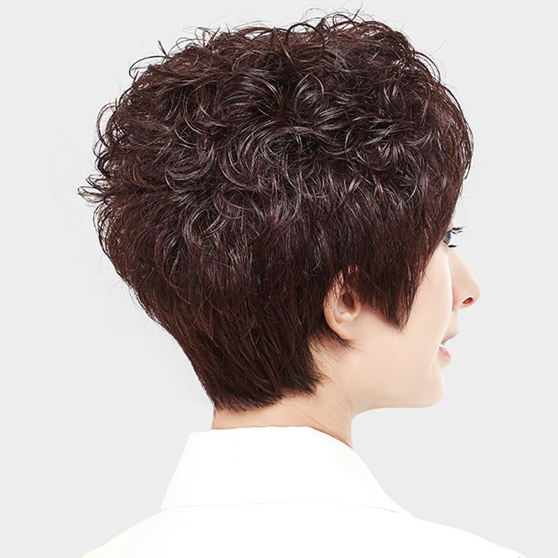 Curly Real Full Human Hand Woven Mother Style Men's Wig