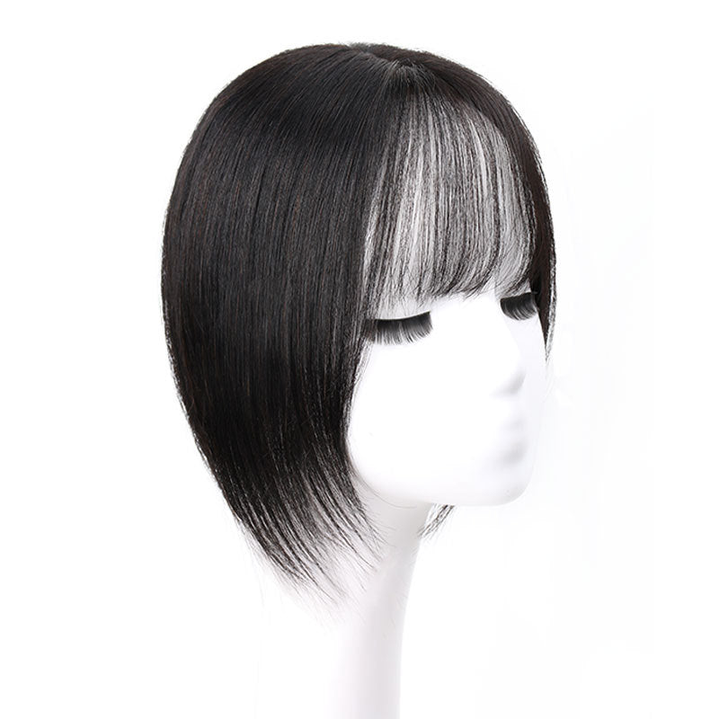Needle Top Hairpiece Simulation Scalp High Skull Net Straight Bangs Wig