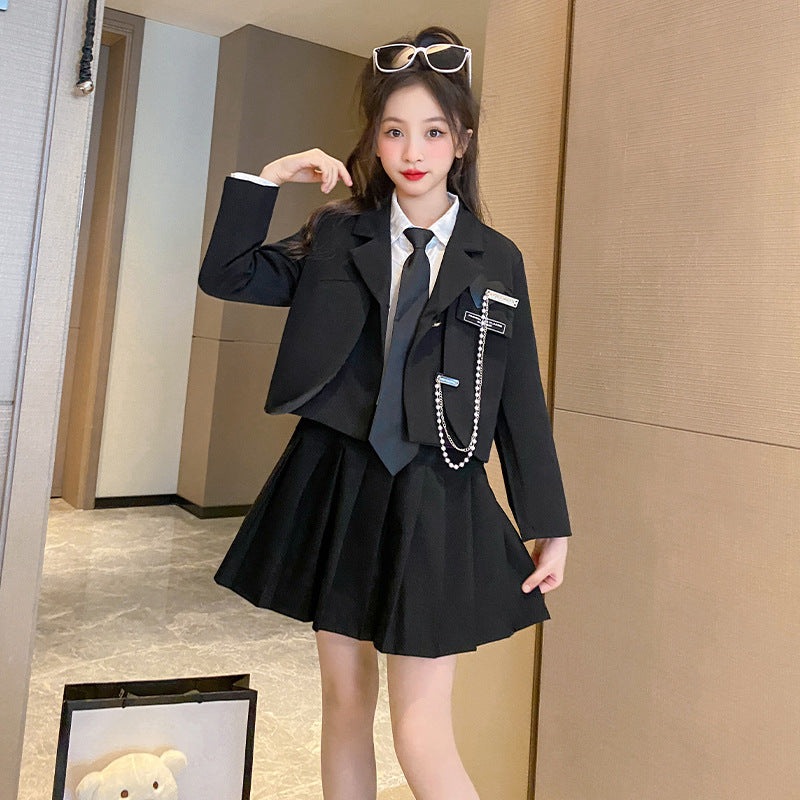 Children's Style Preppy Autumn Clothes Uniform Skirt Primary Children's Suit