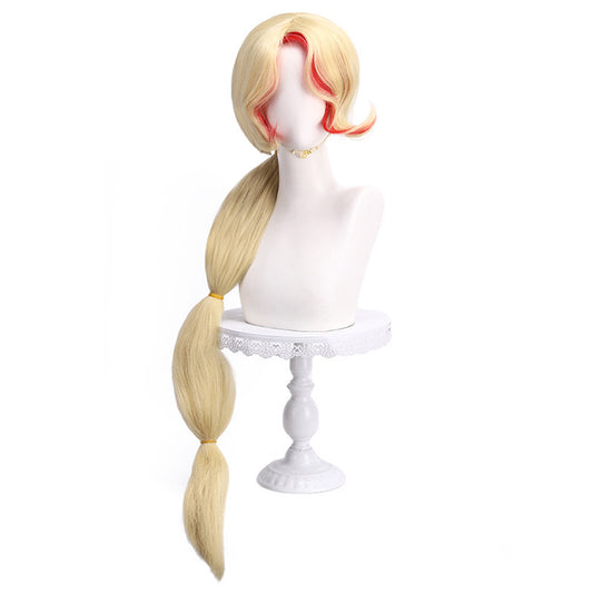 Blue Gradually Varied Pink Double Tiger Mouth Clip Mid-length Cos Wig