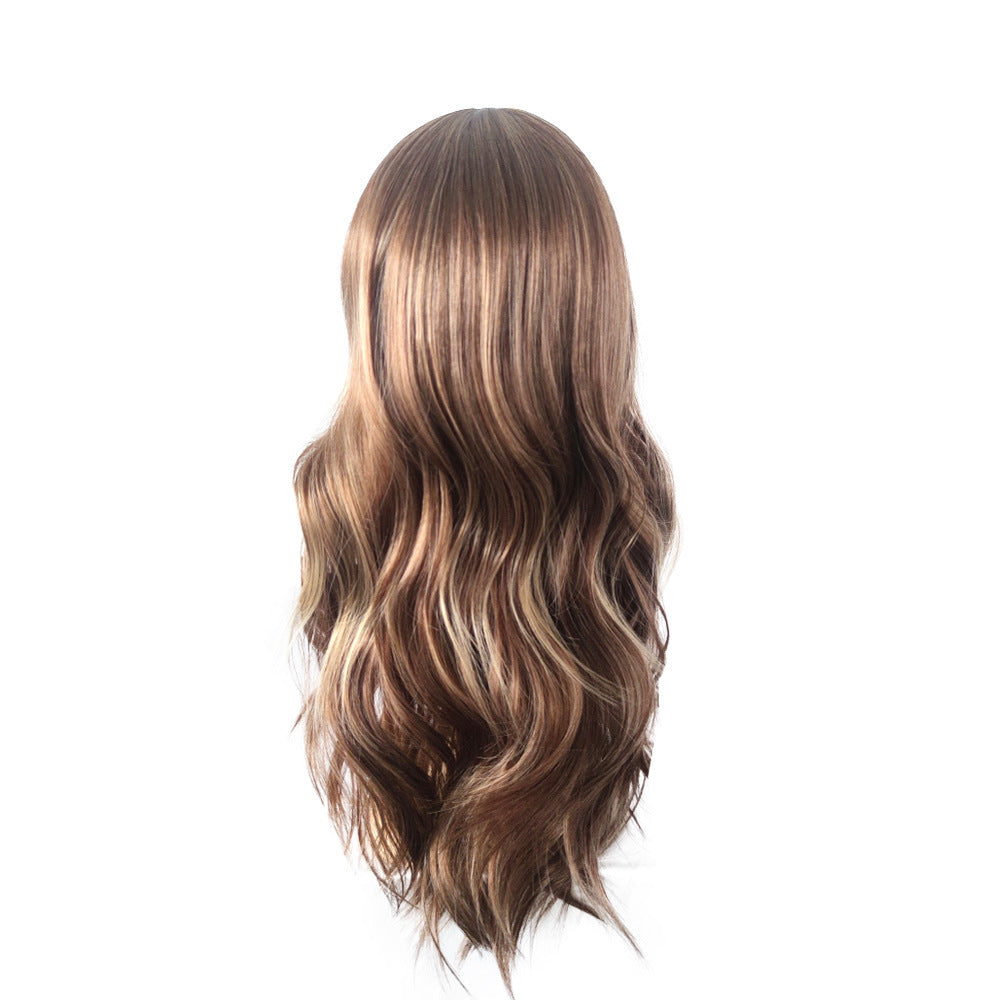 Natural Highlight Big Wave Bangs Curly Wig Long Curls