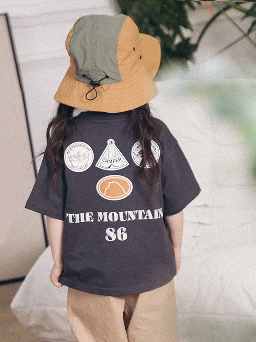 Children's Short-sleeved Summer Outdoor Camping Top Soft Cotton Children's T-shirt