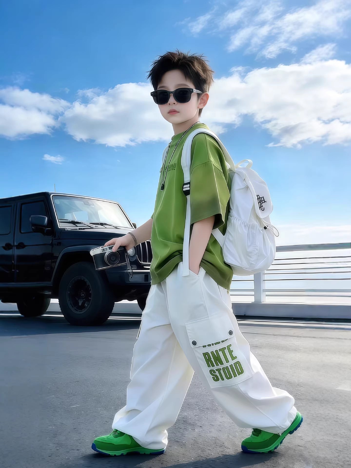 Children's Boys Summer Short-sleeved Trousers Two-piece Older Western Style Children's Suit