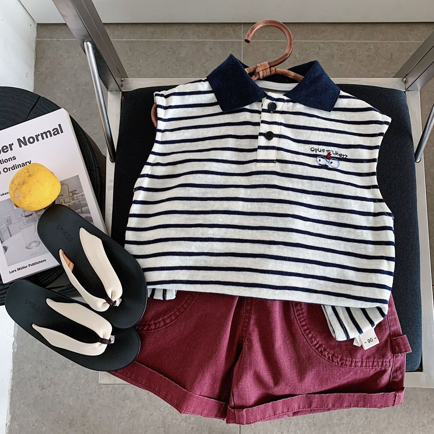 Children's Summer Striped Sleeveless Shirt Clothes Woven Children's T-shirt