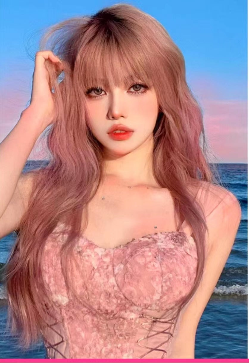 Kou Female Hair Natural Length Small Artificial Head Wig Long Curls