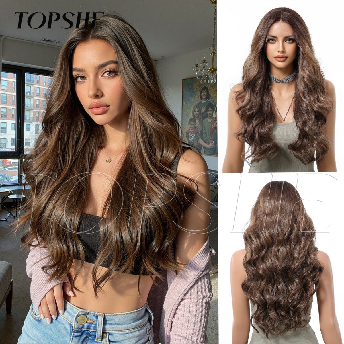 Women's For Can Be Divided Into Dark Brown Curly Hair At Wig Long Curls