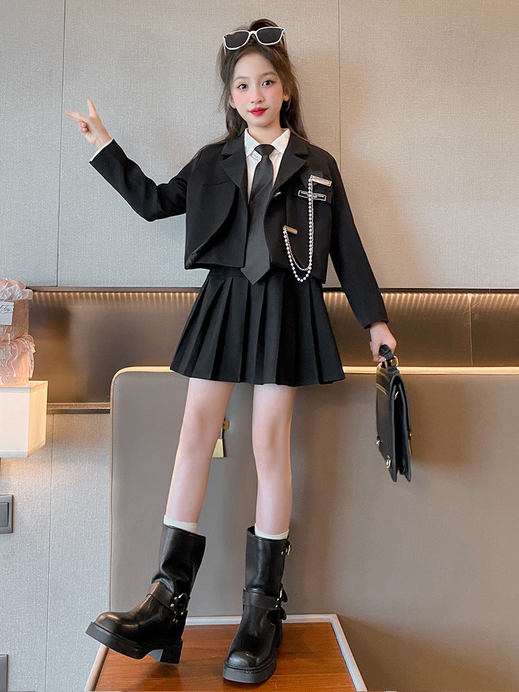 Children's Style Preppy Autumn Clothes Uniform Skirt Primary Children's Suit