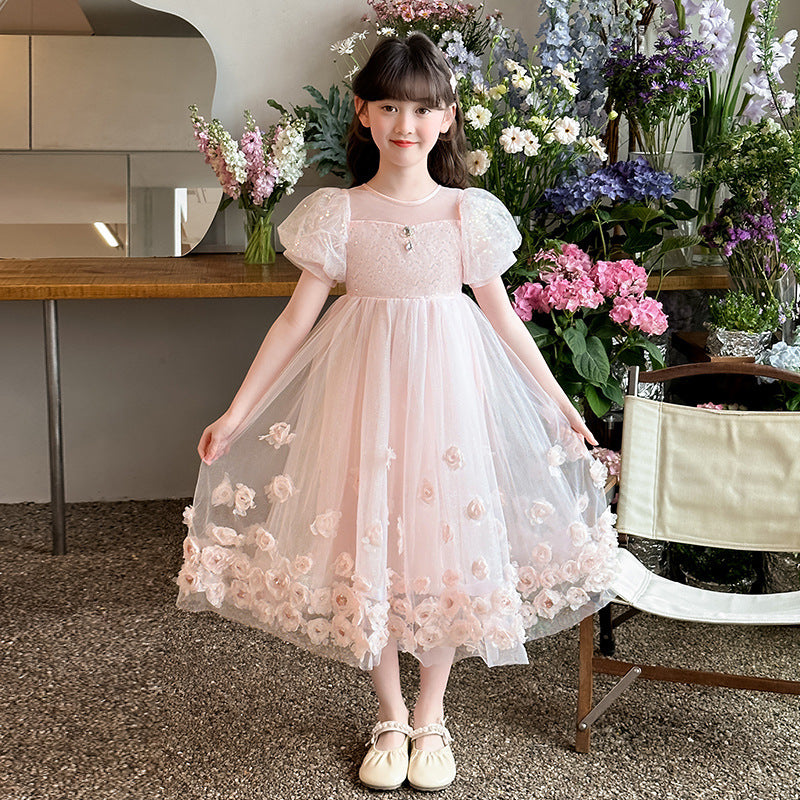 Summer Middle Big Cute Sweet Court Style Princess Children's Dress