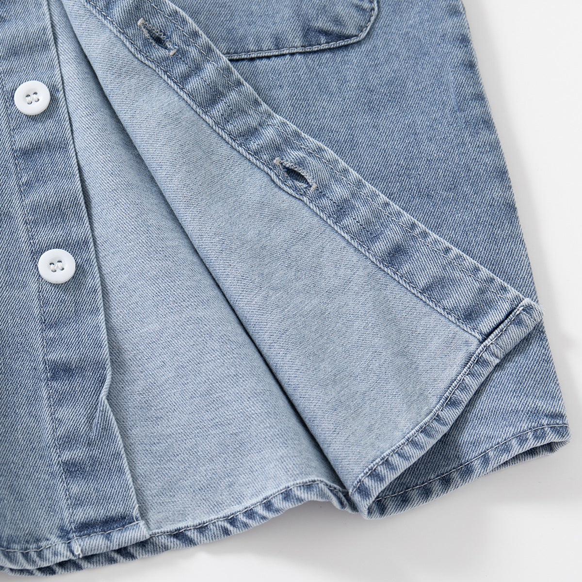 Children's Trendy Denim Long-sleeved Lapel Small Pocket Casual Autumn Children's Shirt