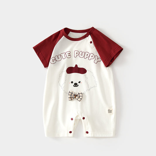 For Babies Summer Modal Short-sleeved Air Conditioning Jumpsuits Boneless Jumpsuit, Climbing Suit