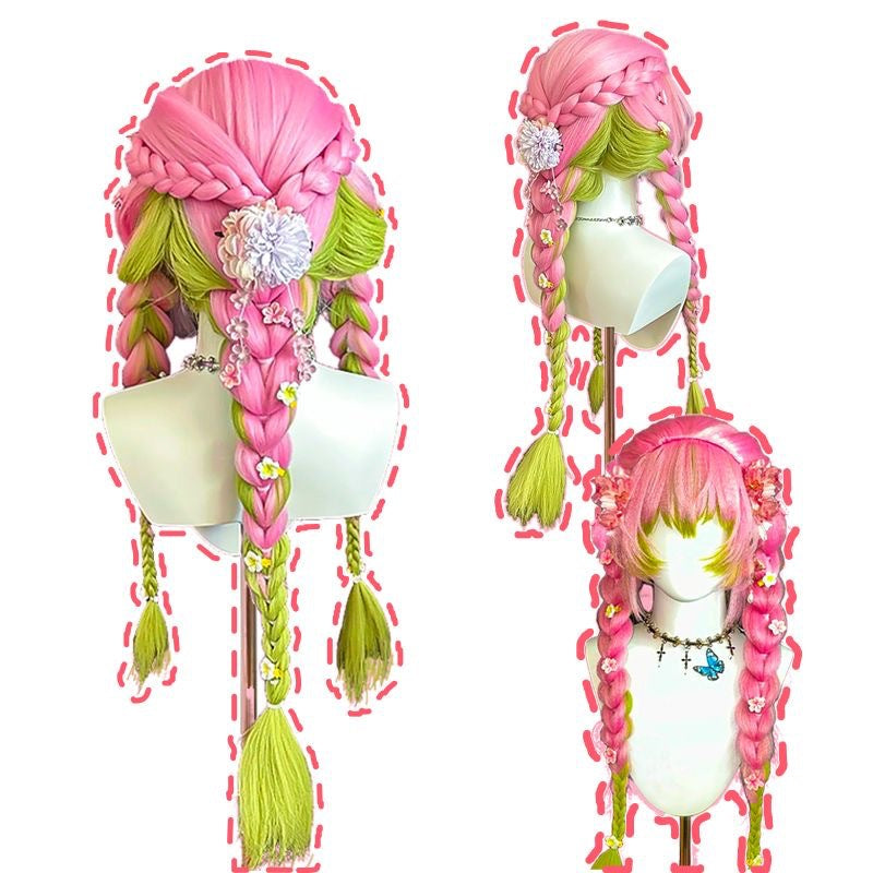 No Honey Glass Gradient Bold Twist Braid Shape Cos Wig