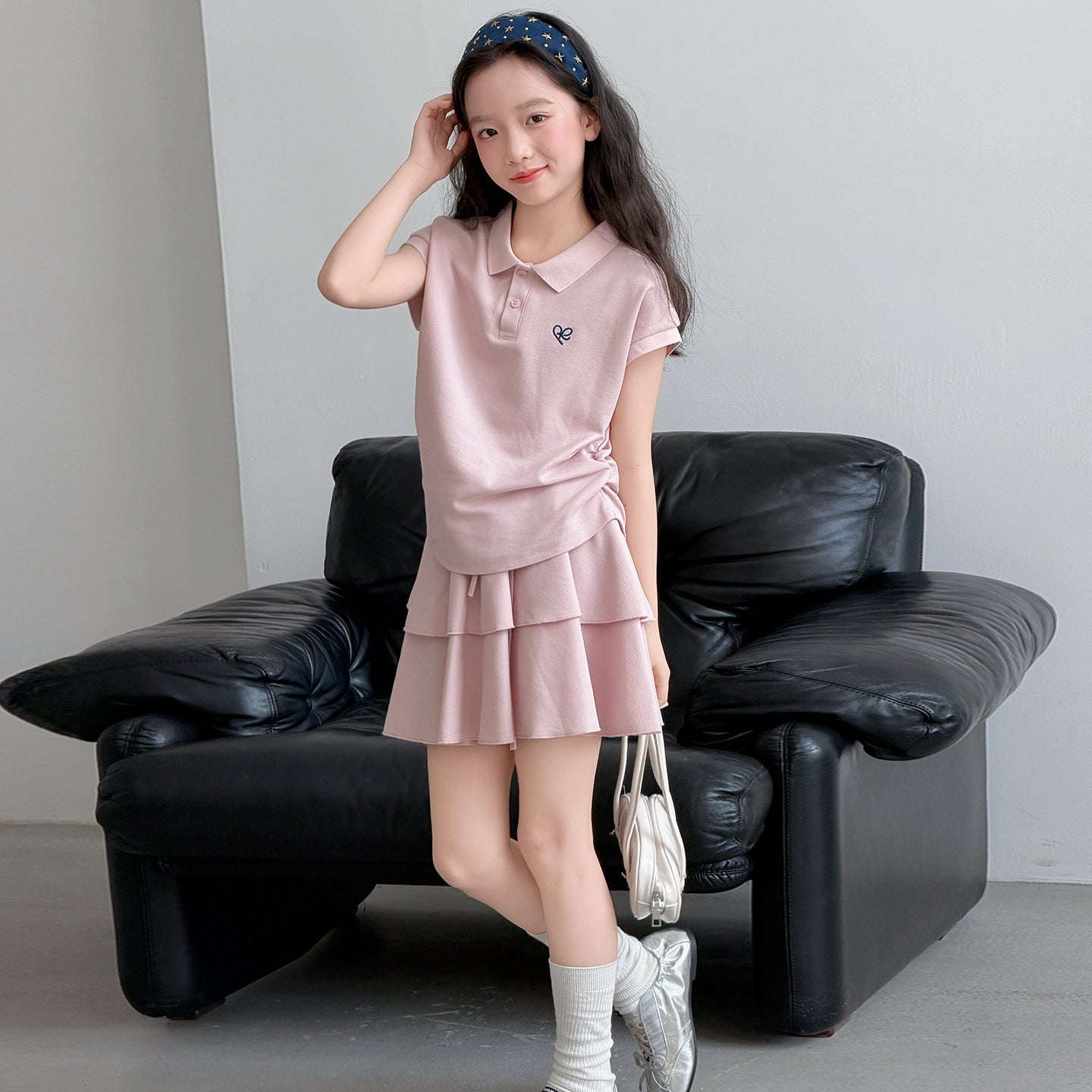 Short-sleeved Shirt Summer Sweet College Style Fashion Short Skirt Sports Children's Suit