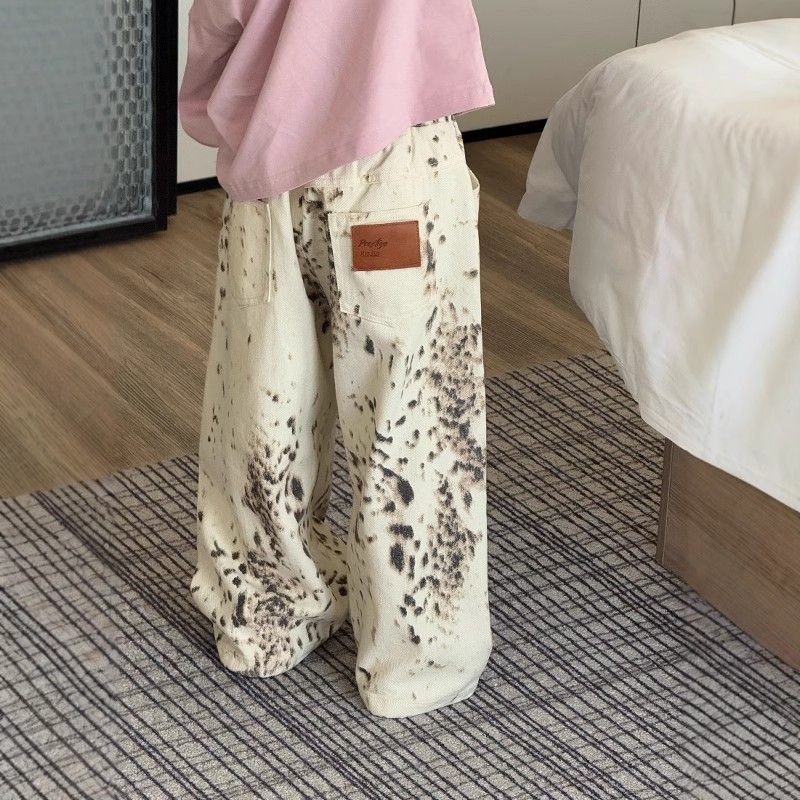Children's Print Jeans Autumn Loose Straight Spring Children's Pants