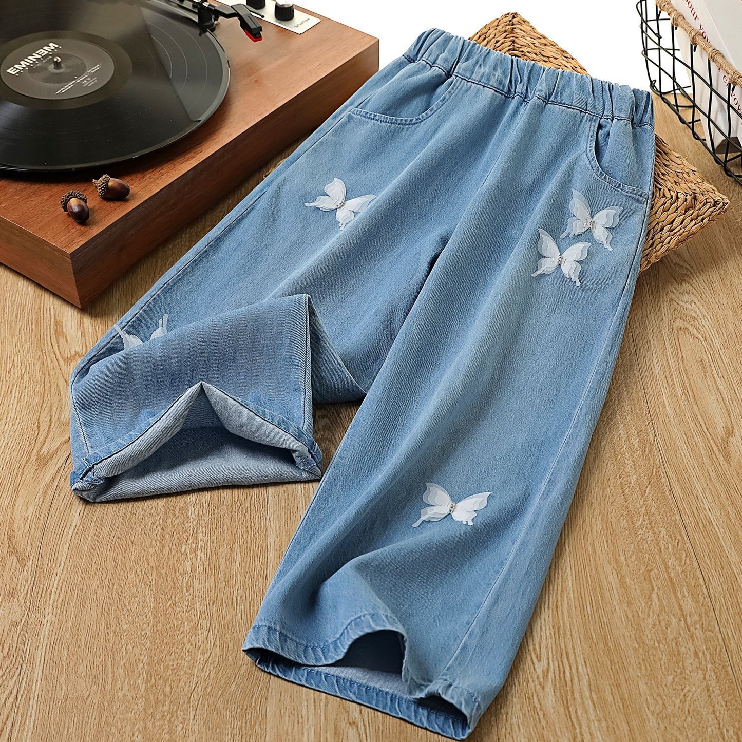 Children's Domestic Matchet Three-dimensional Butterfly Middle Big Children's Pants