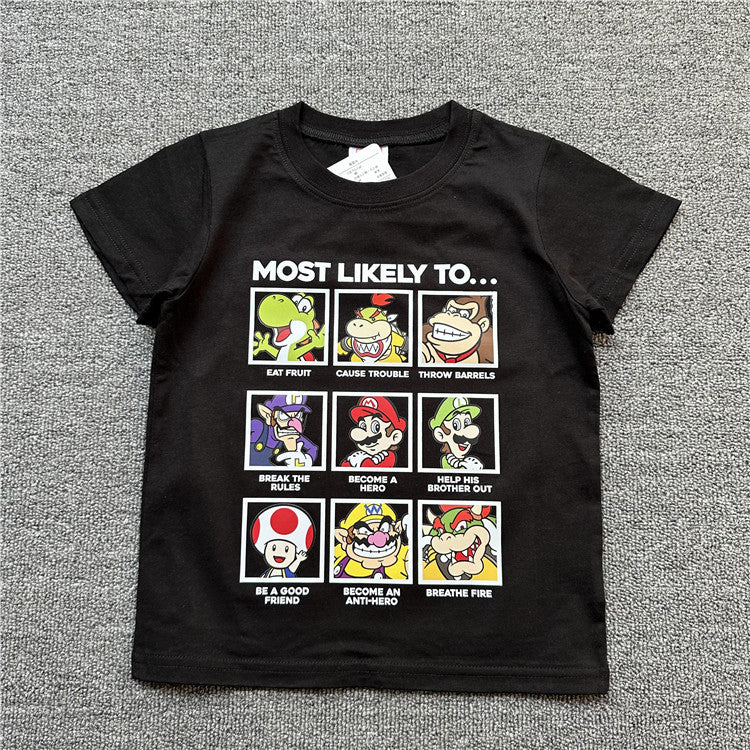 Children's Daily Order Summer Mario Series Short-sleeved Children's T-shirt