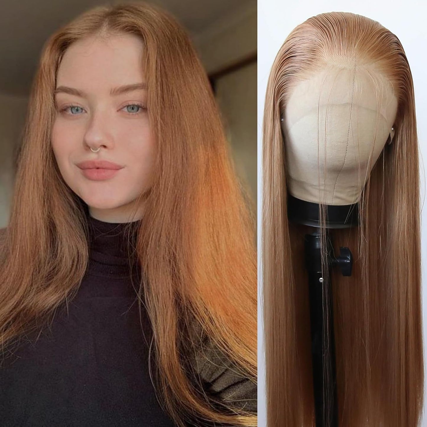 Women's Front Lace Natural Simulation Hair Chemical Long Straight Wig