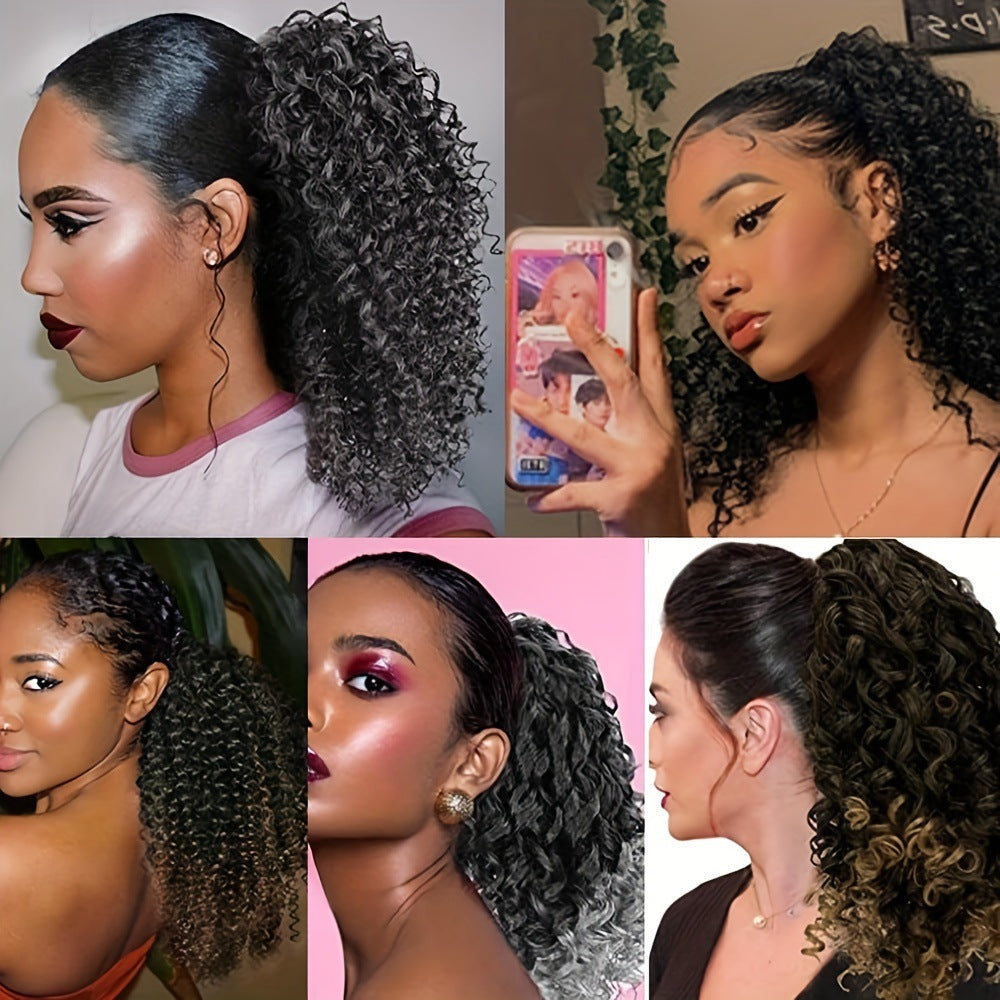 Elastic Ponytail Spring Roll Drawstring African Small Curl Fluffy Wig