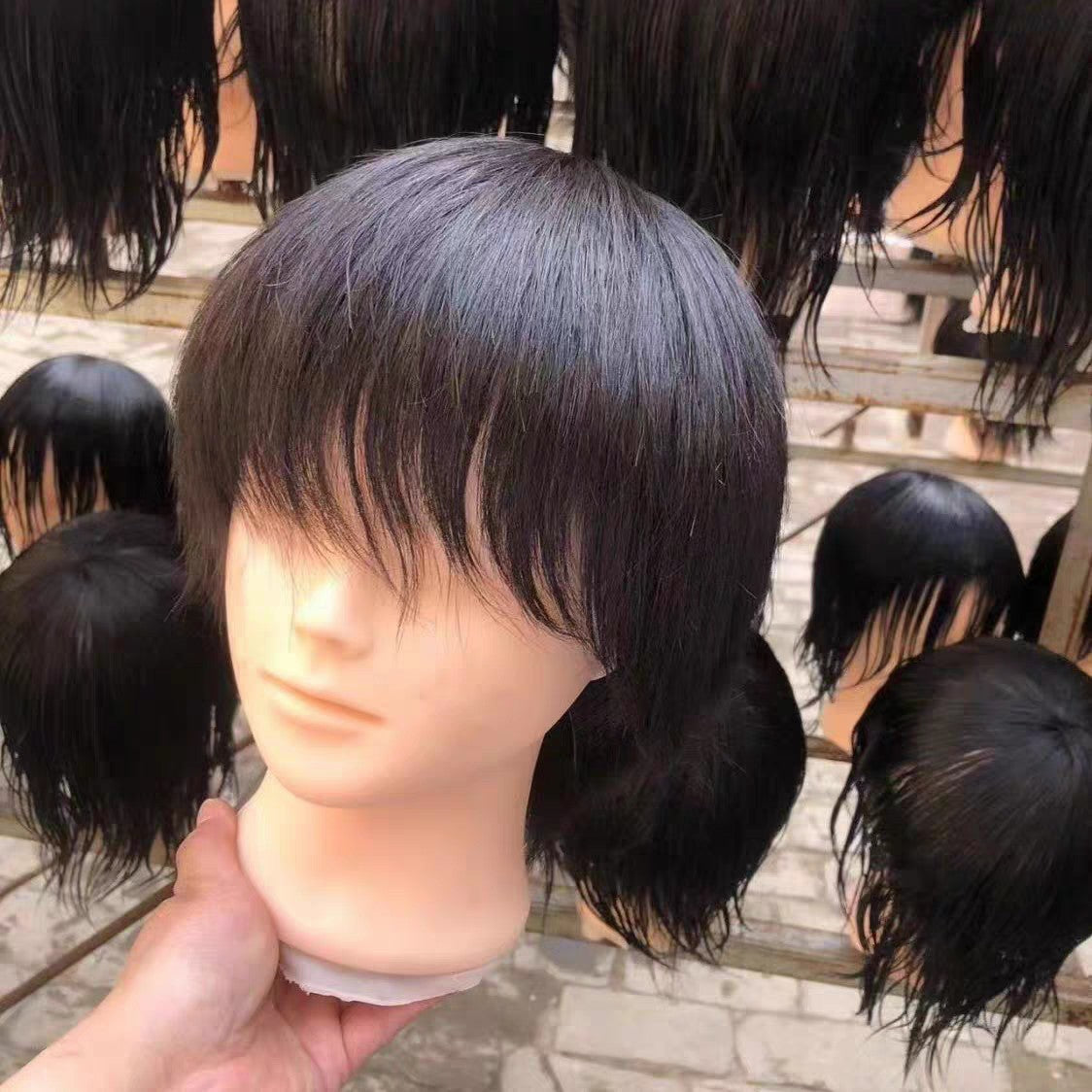 Men's All Real Hair Mannequin Head Hairdressing Cutting Other Wig