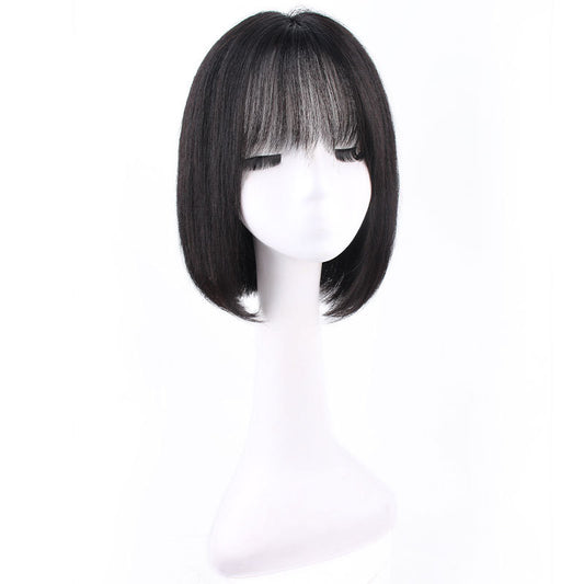 Head Covering White Increasing Human Casual Sewing Big Scalp Real Hair Wig