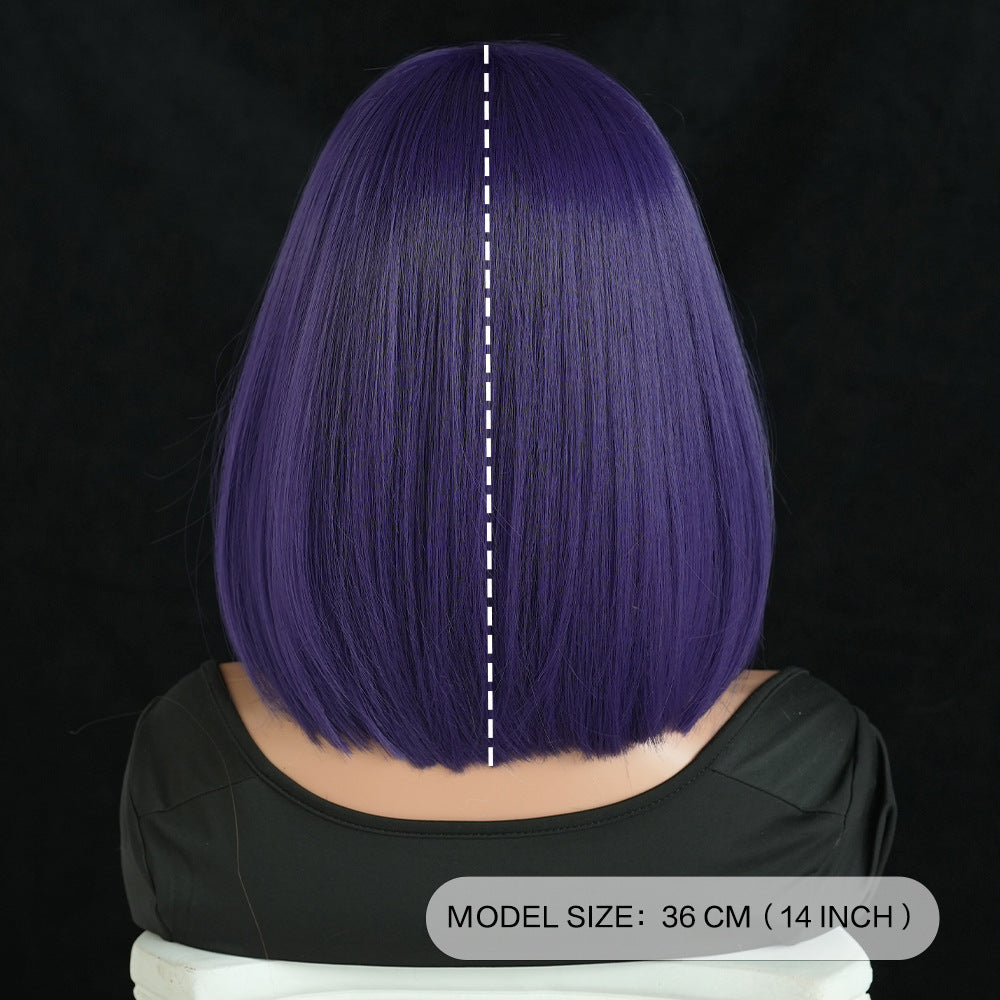 Titan Raven Female Purple Short Straight Hair Cos Wig