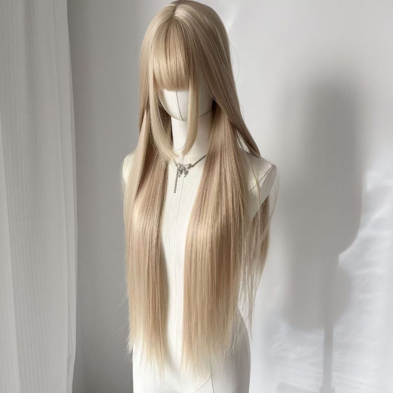 Women's For With Sideburns Bangs Light Team Long Straight Wig