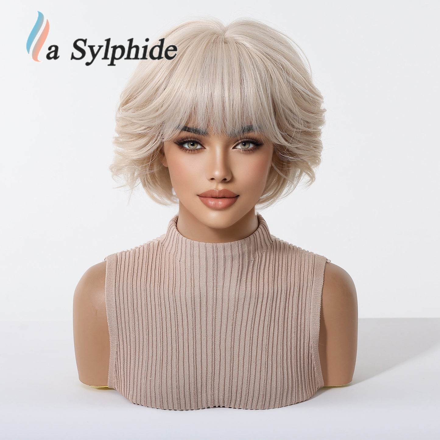 French Broken Bangs Texture Wave With Fluffy Air Feeling Retro Wig Short Curly Hair