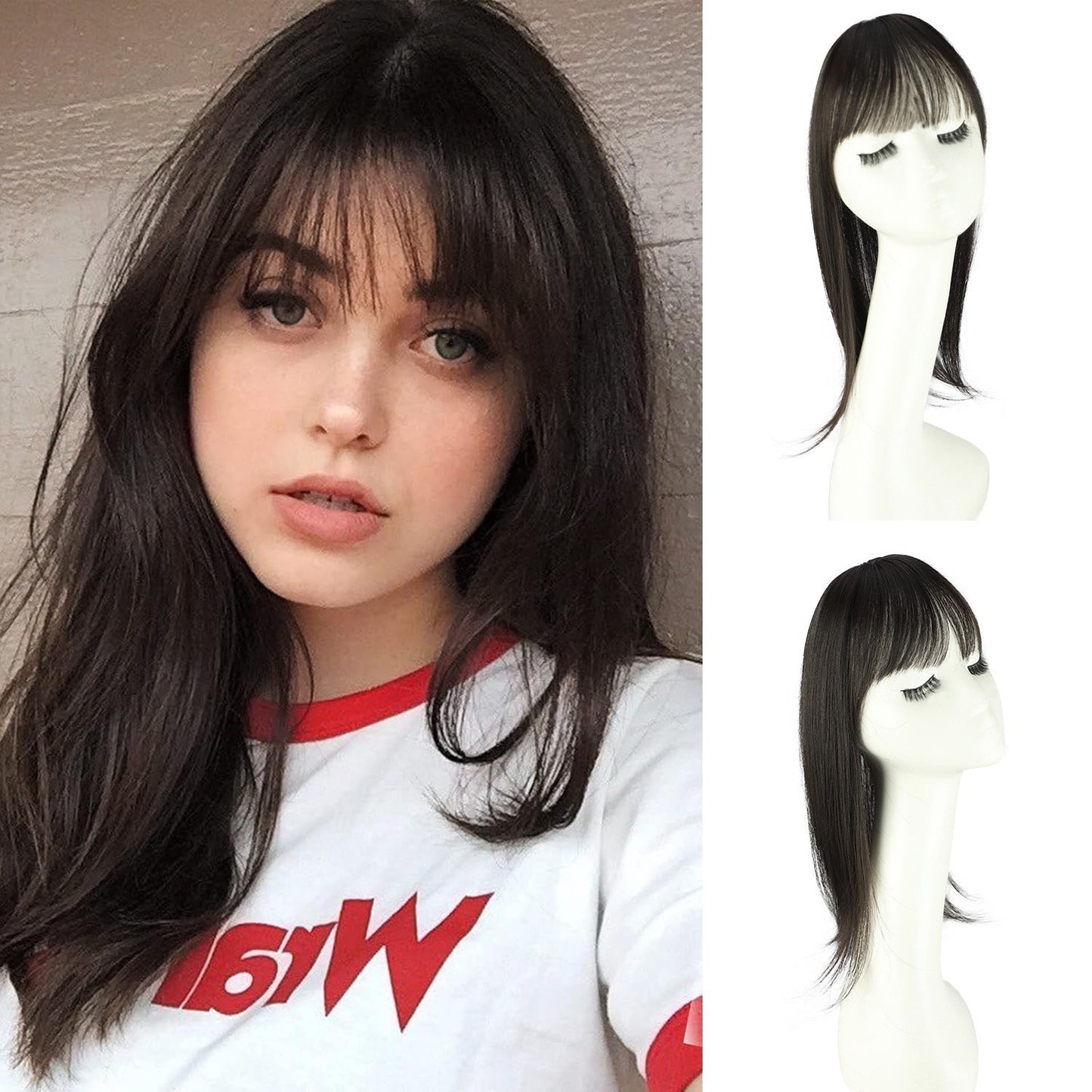 Appearance Natural Fluffy Barrettes Hair Extension With Bangs Ladies Wig