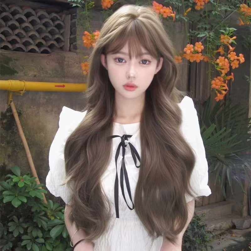 Double Ponytail Female Waves Roll Fashion Temperament Wig Long Curls