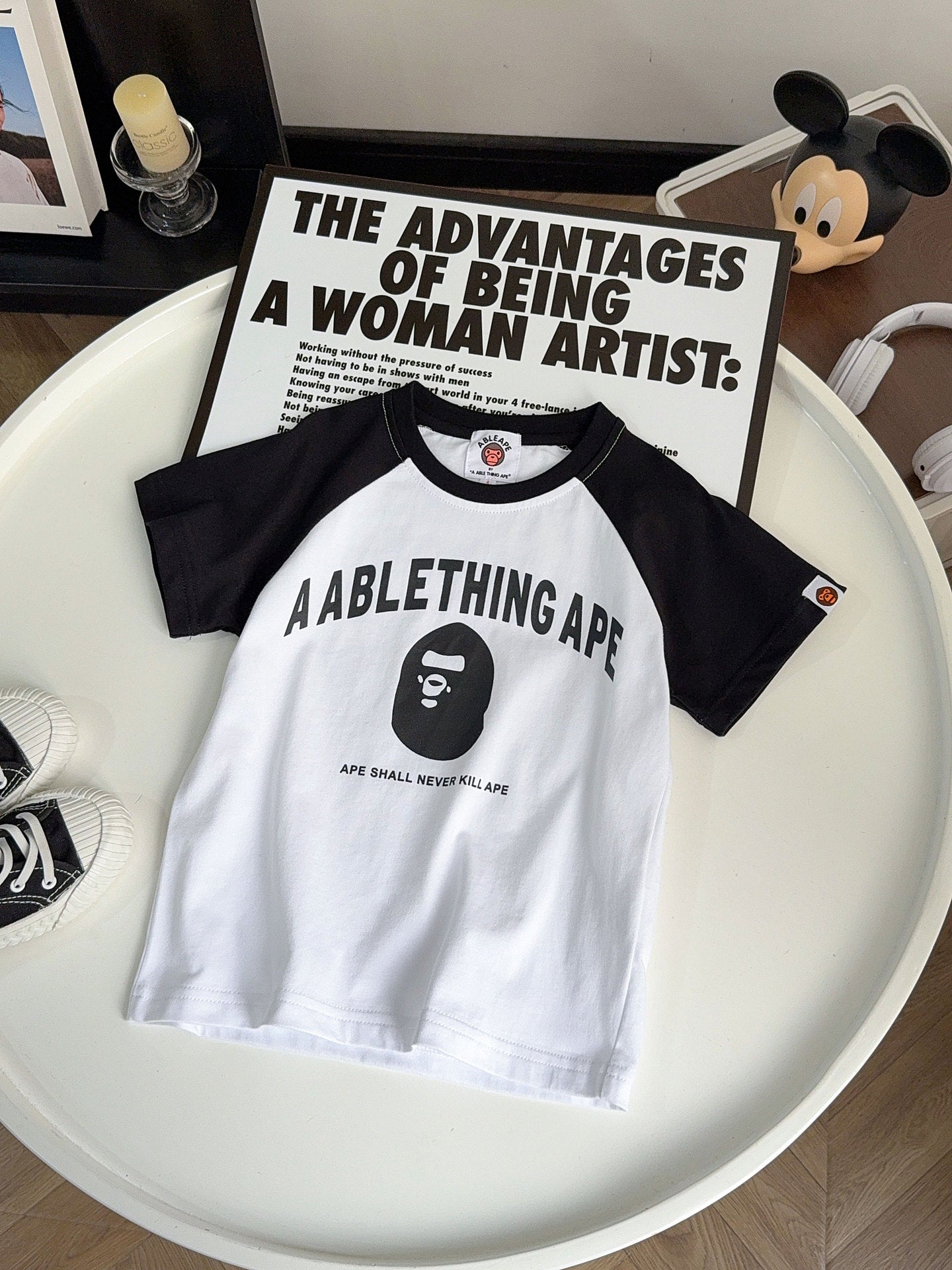 Women's & Men's Summer Short Sleeve Letter Print Contrast Color Simple Casual Korean Children's T-shirt