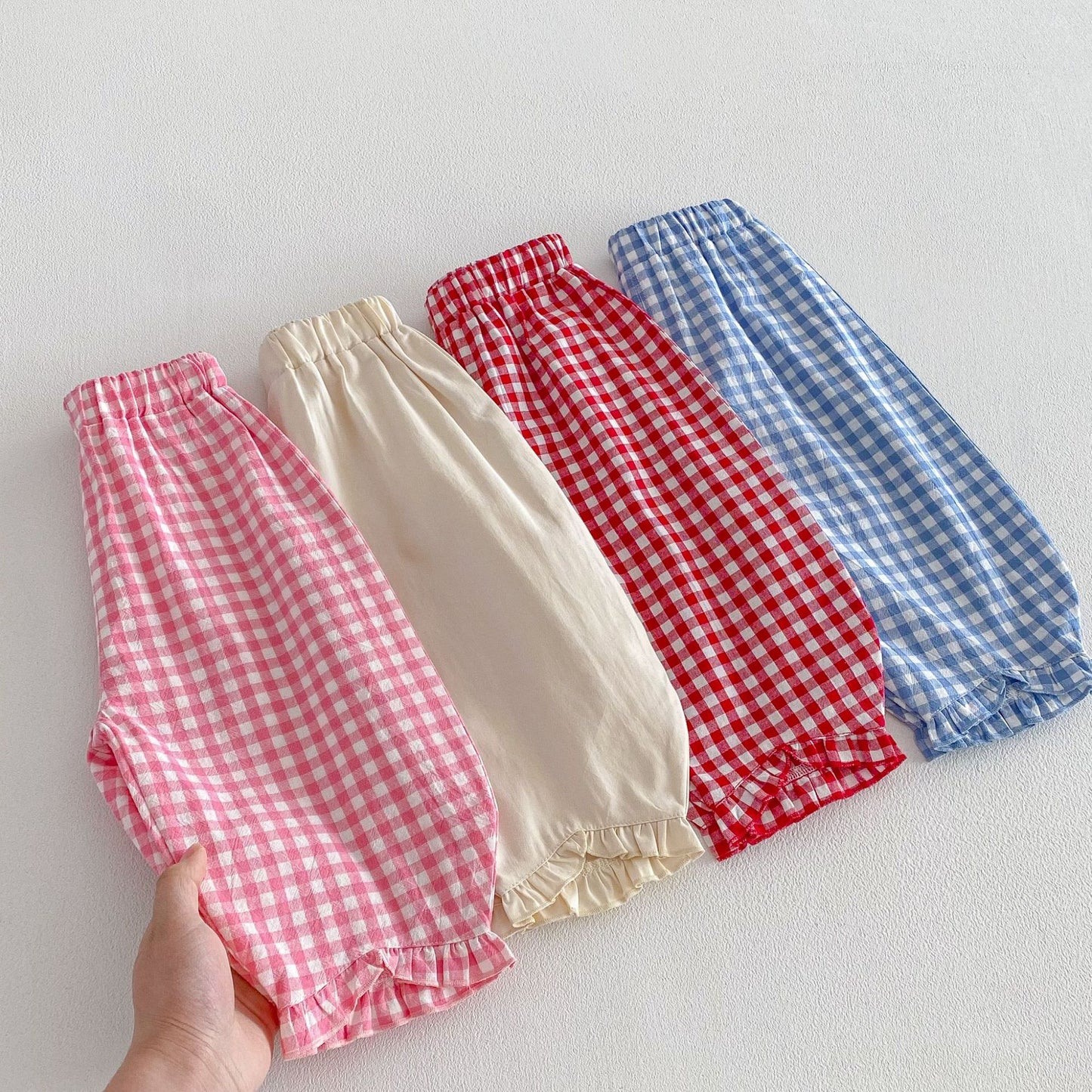 Plaid Casual Spring Korean Style Retro Children's Pants