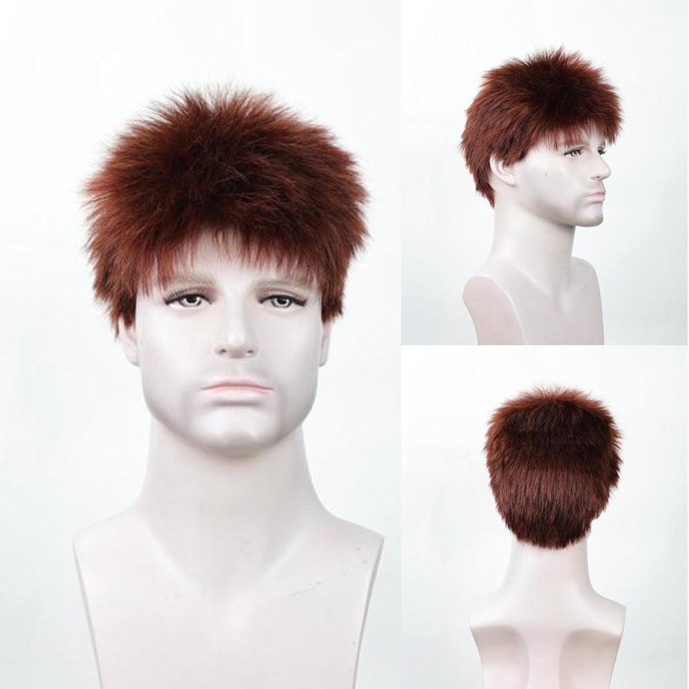 Men's Short Hair Fluffy Burr Multicolor Synthetic Men's Wig