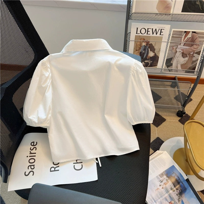 Children's Clothing Summer Short-sleeved Clothes Cotton White Children's Shirt