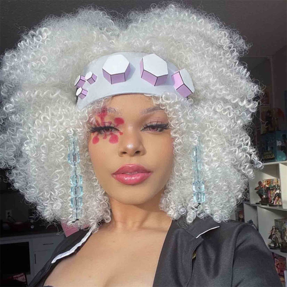 African Small Volume Fluffy Afro Head Cover Wig Short Curly Hair