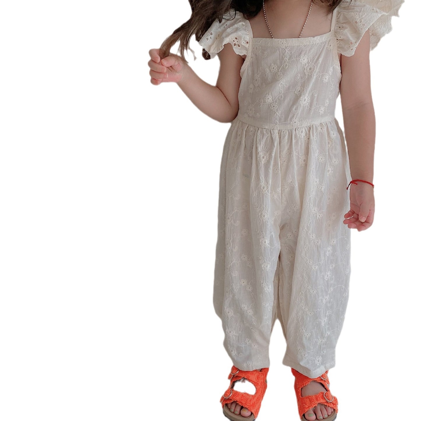 Fashionable Backless Bow Flounced Sleeve Soft Breathable Children's Pants