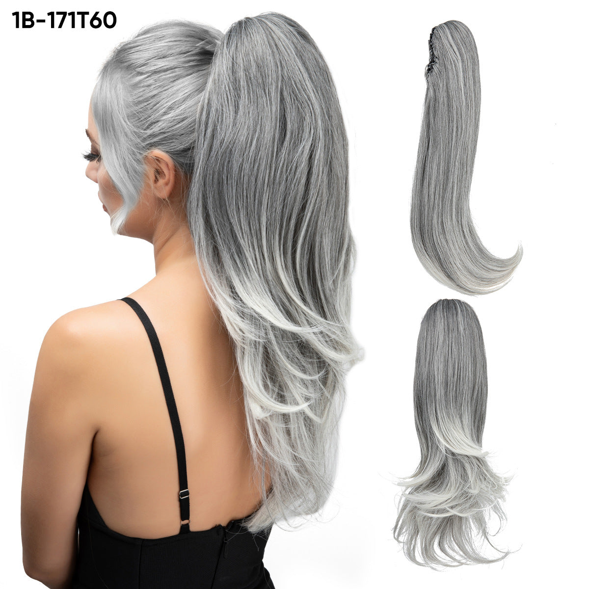 Women's Short Hair Chemical Fiber Height Natural Fluffy Long Curly Jaws Wig Ponytail