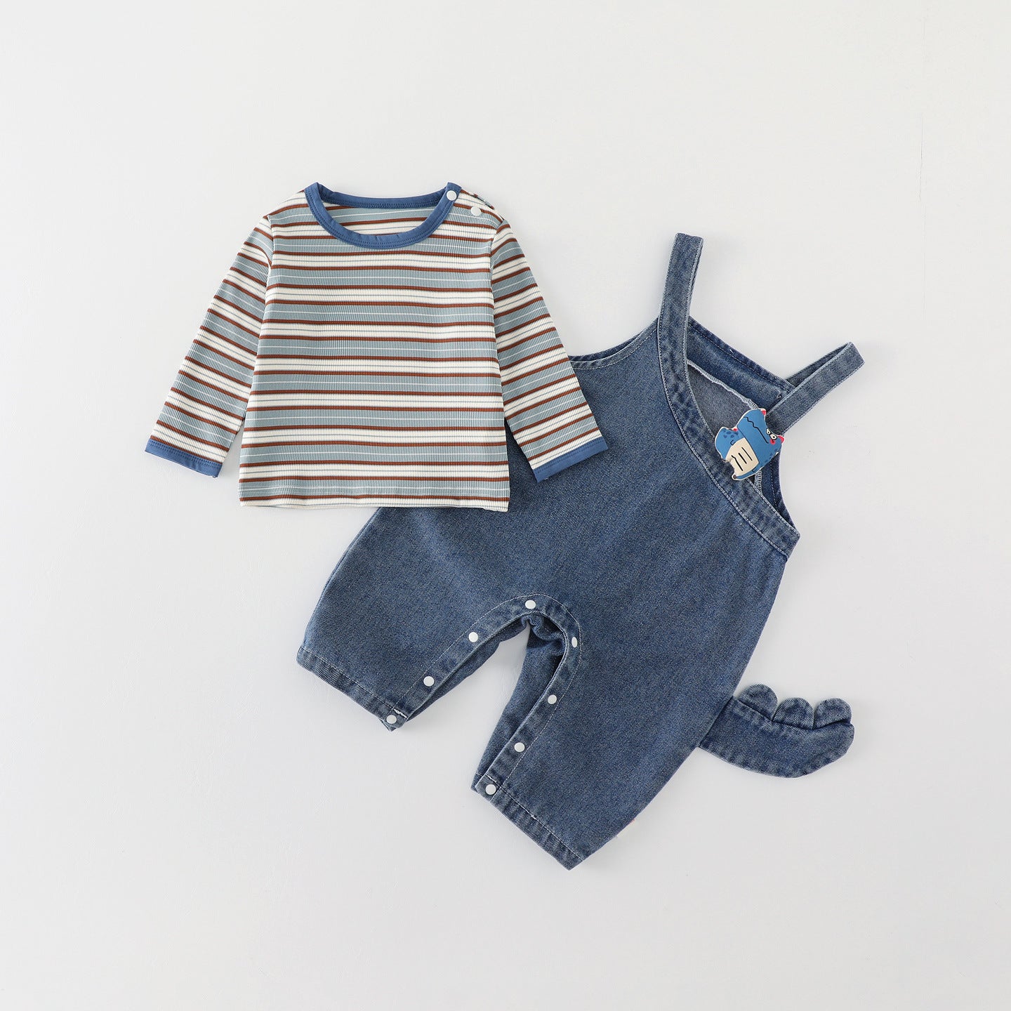 Cartoon Dinosaur Denim Male Female Outing Children's Suit