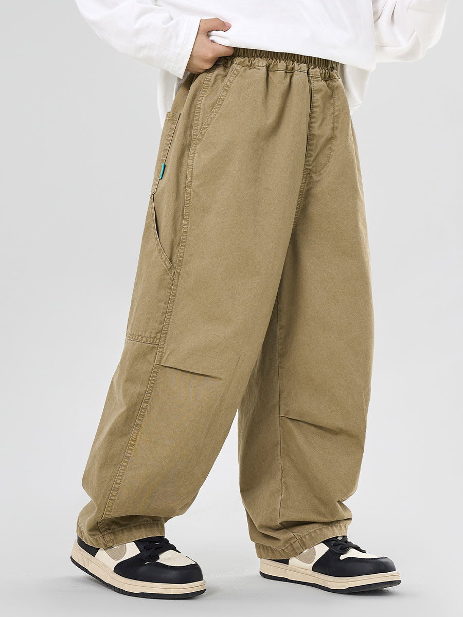 Cotton Trousers Spring Medium Big Loose Straight Children's Pants