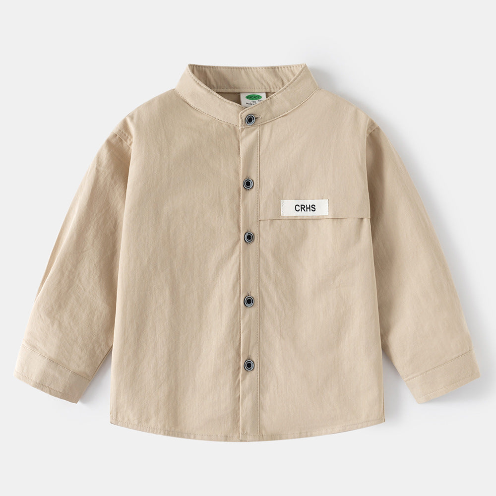 Children's Clothing Long-sleeved Medium Large Stand Collar Children's Shirt