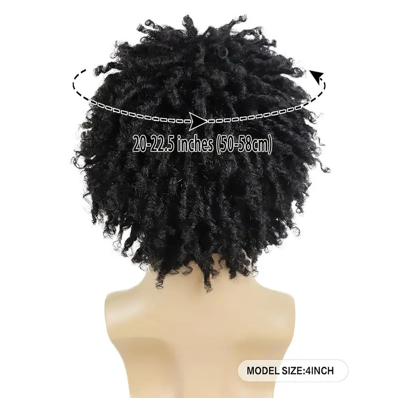 Men's African Dreadlocks Head Cover Black Tube Roll Wigs With Small Men's Wig