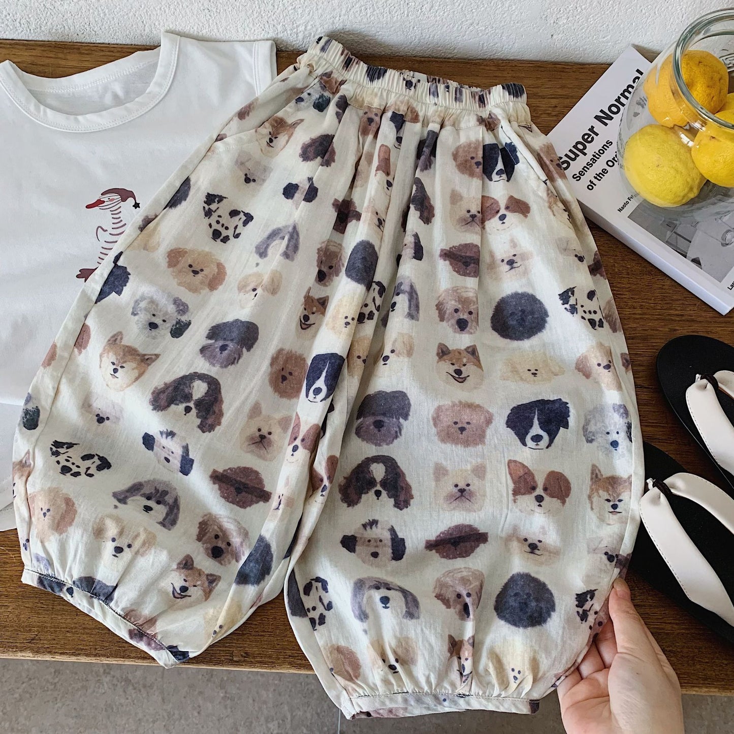 Children's Boy's Full Printed Puppy Thin Trousers Children's Pants