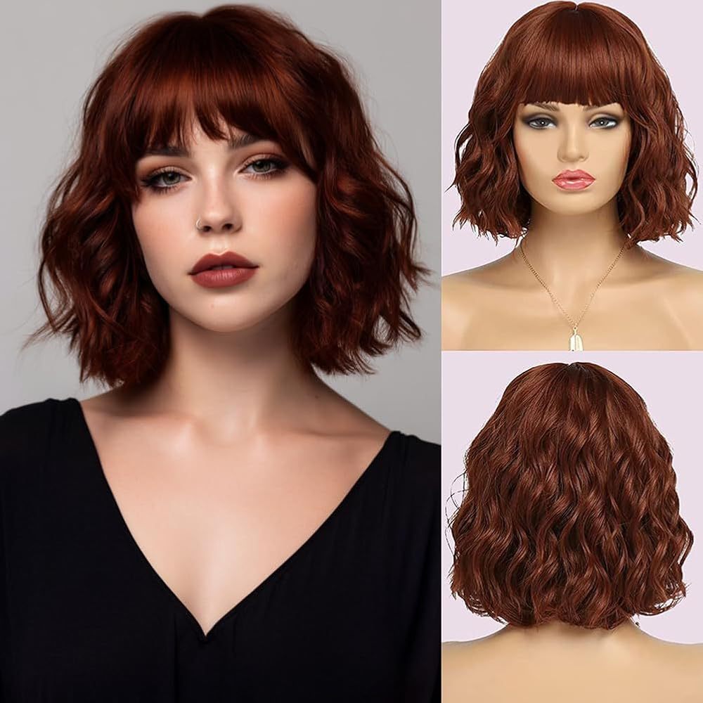 Female Simulation Human Highlight Gradient Chemical Wig Short Curly Hair