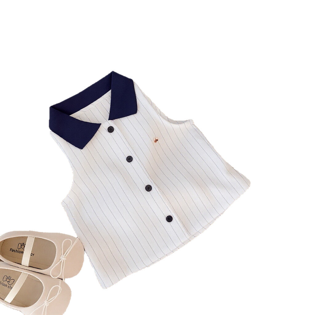 Children's Suit Summer Fashionable Clothes Sleeveless Vest Striped Children's Dress