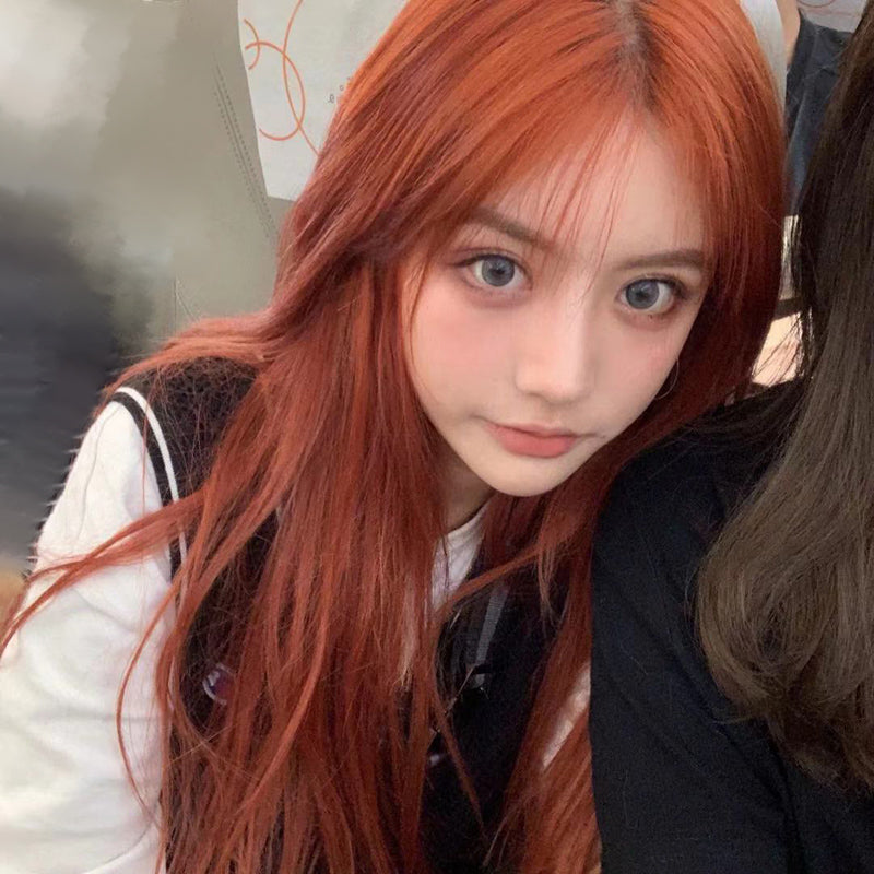 Female Hair Dirty Orange Anchor Color Long Straight Wig