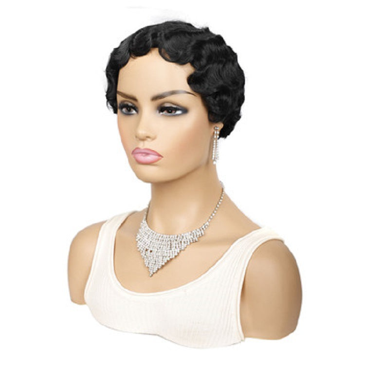 Head Cover Water Wave Synthetic Wigs Wig Short Curly Hair