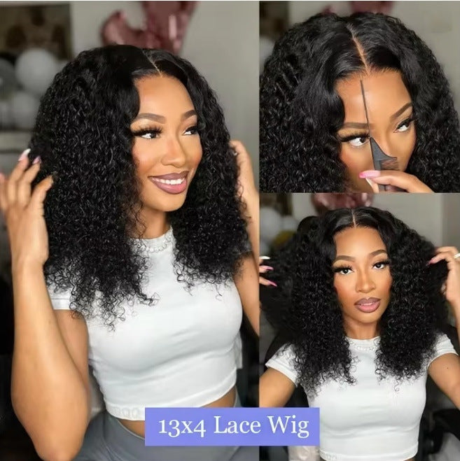Women's Front Lace Sheath African Small Support Wig Short Curly Hair